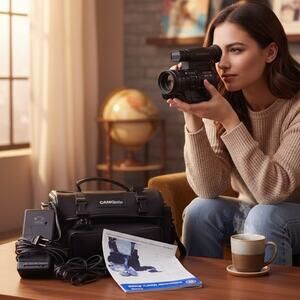 1994 General Electric GE VHS-C Camcorder CG506 & Case Charger Power Adapter